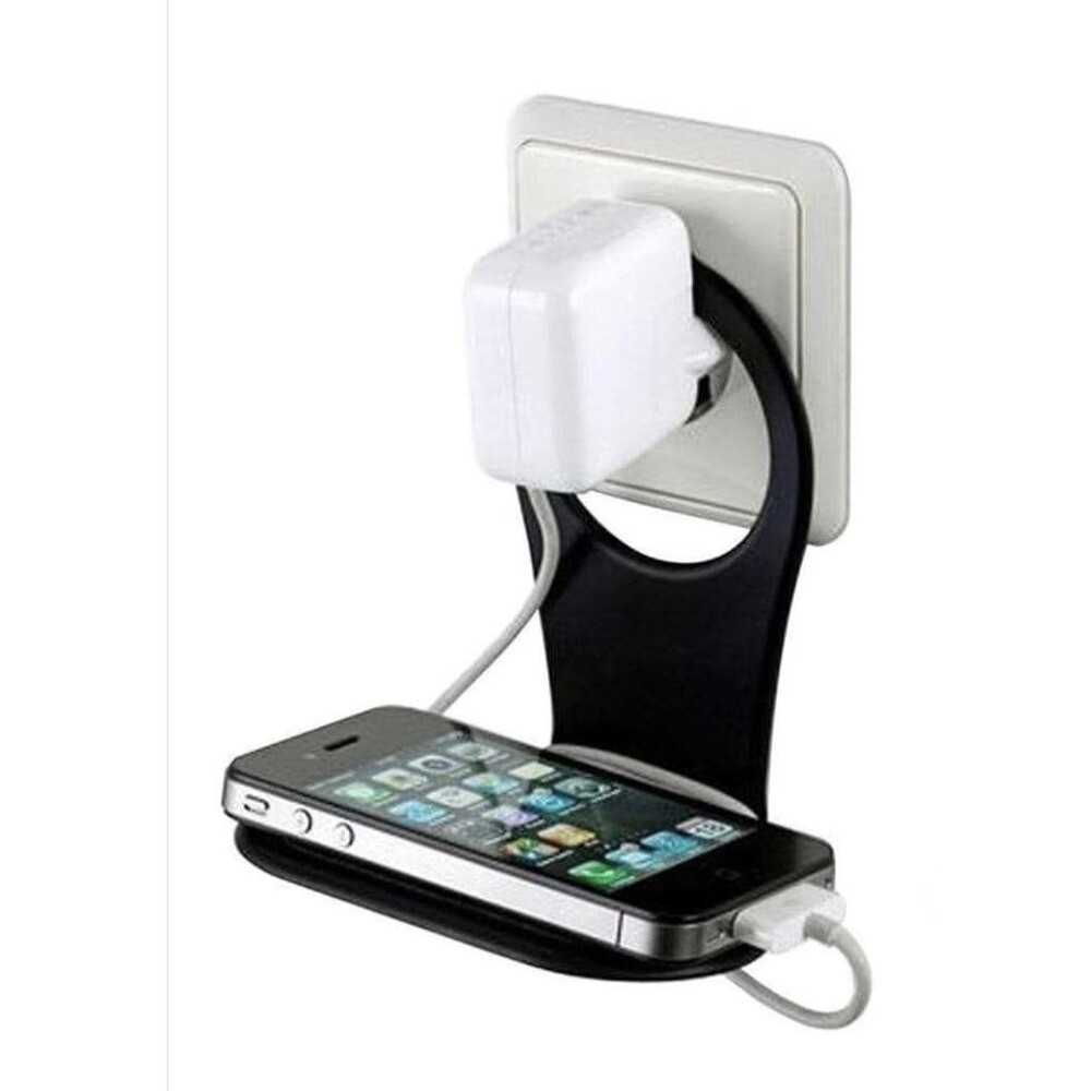 NWOT Cell Phone Charging Stand Wall Holder Black Home Office Organization Mobile